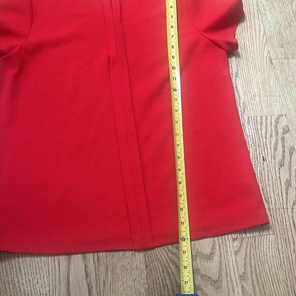 Tory Burch Womens Keyhole Textured Crepe Blouse Top Red Size Small - Picture 10 of 10